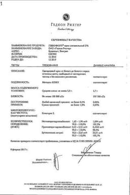 Сертификат Гинофорт 2% крем вагинальный 5 г