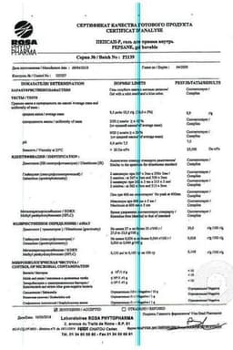 Сертификат Пепсан-Р 3 г/10 г+4 мг/10 г гель для приема внутрь 10 г 30 шт