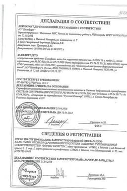 Сертификат Синафлан 0,025% мазь для наружного применения 10 г