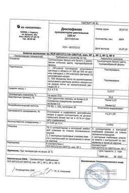 Сертификат Диклофенак 100 мг суппозитории ректальные 10 шт
