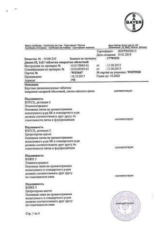 Сертификат Диане-35 таблетки 21 шт