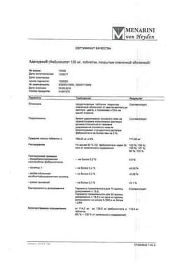 Сертификат Аденурик 120 мг таблетки 28 шт