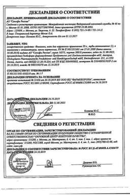 Сертификат Финалгон мазь для наружного применения 20 г