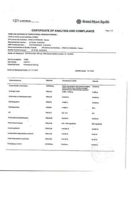 Сертификат Эффералган 500 мг таблетки шипучие 16 шт