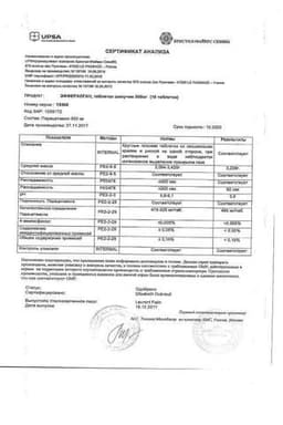 Сертификат Эффералган 500 мг таблетки шипучие 16 шт