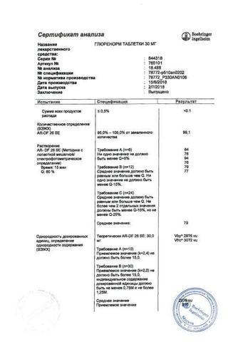 Сертификат Глюренорм таблетки 30 мг 60 шт