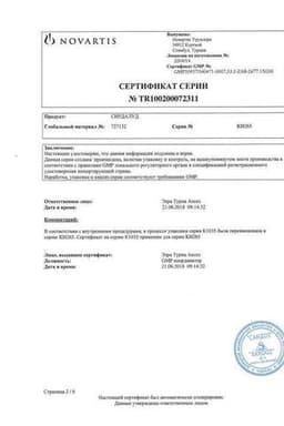 Сертификат Сирдалуд 2 мг таблетки 30 шт