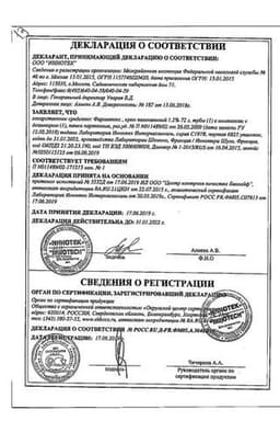 Сертификат Фарматекс 1,2% крем вагинальный 72 г 1 шт