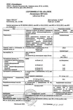 Сертификат Лизиноприл