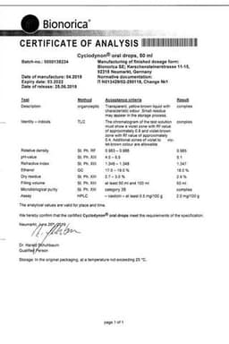 Сертификат Циклодинон капли для приема внутрь 50 мл