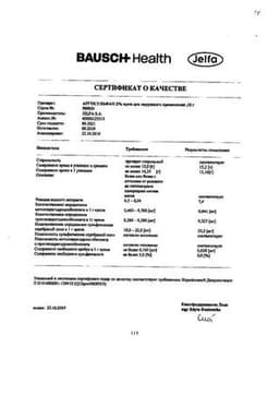 Сертификат Аргосульфан 2% крем для наружного применения 15 г