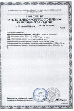 Сертификат Мочеприемник детский стерильный 100 мл