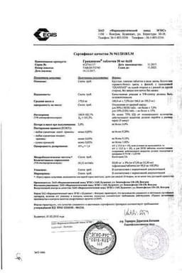 Сертификат Грандаксин 50 мг таблетки 60 шт