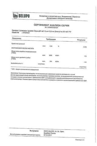 Сертификат Ирузид таблетки 20 мг/25 мг 30 шт