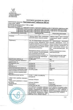 Сертификат Пантокальцин 500 мг таблетки 50 шт