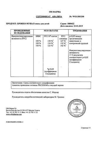 Сертификат Бронхо-мунал П капсулы 3,5 мг 30 шт