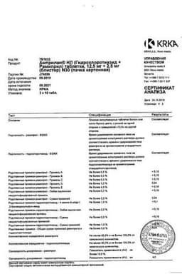 Сертификат Амприлан НЛ 12,5 мг+2,5 мг таблетки 30 шт