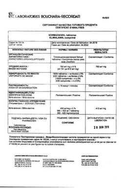 Сертификат Клималанин 400 мг таблетки 30 шт