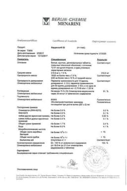 Сертификат Кардосал 20 мг таблетки 28 шт