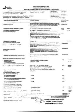 Сертификат Метеоспазмил 60 мг+300 мг капсулы 30 шт