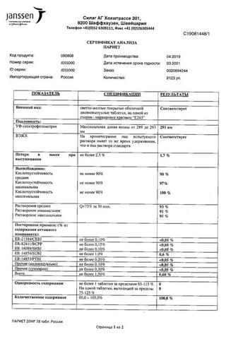 Сертификат Париет таблетки 20 мг 28 шт