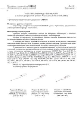 Сертификат Omron Термометр медицинский электронный Eco Temp Smart