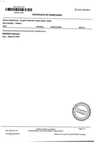 Сертификат Сетафил PRO/Дермаконтрол пенка для умывания матирующая 235 мл