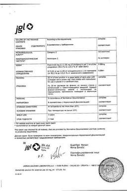 Сертификат Зеркалин 10 мг/мл раствор для наружного применения 30 мл