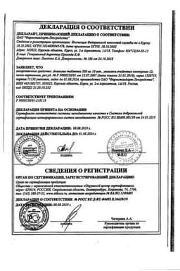 Сертификат Анальгин 500 мг таблетки 20 шт