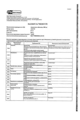Сертификат Анальгин 500 мг таблетки 20 шт