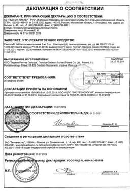 Сертификат Синглон 5 мг таблетки жевательные 28 шт