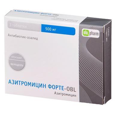 Азитромицин Форте-OBL таб.п.п.о.500мг №3
