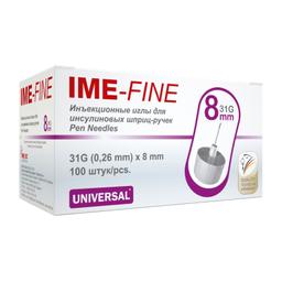 Ime-Fine Иглы для шприц-ручки 31G 0,26 мм х 8 мм 100 шт