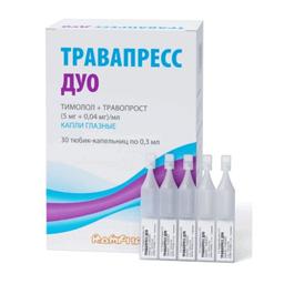 Травапресс Дуо 5 мг/мл+0,04 мг/мл капли глазные 0,3 мл 30 шт