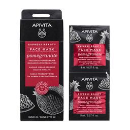 Apivita Express Beauty Маска для лица тонизирующая Гранат 8 мл 2 шт