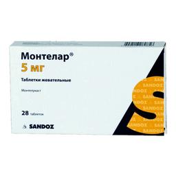 Монтелар 5 мг таблетки жевательные 28 шт