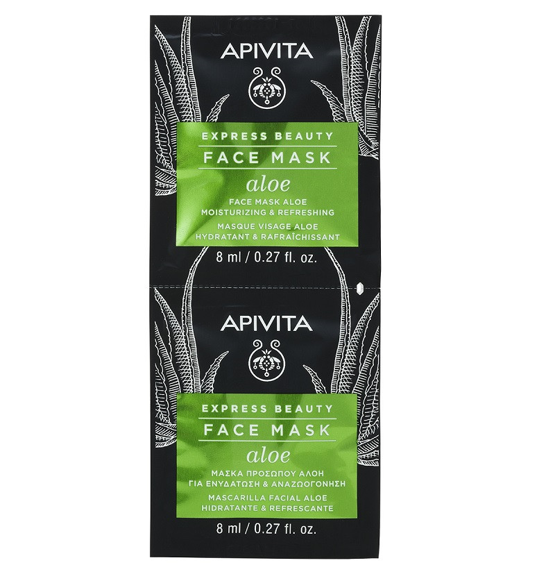 Apivita Express Beauty Маска для лица увлажняющая и освежающая Алое 8 мл 2 шт