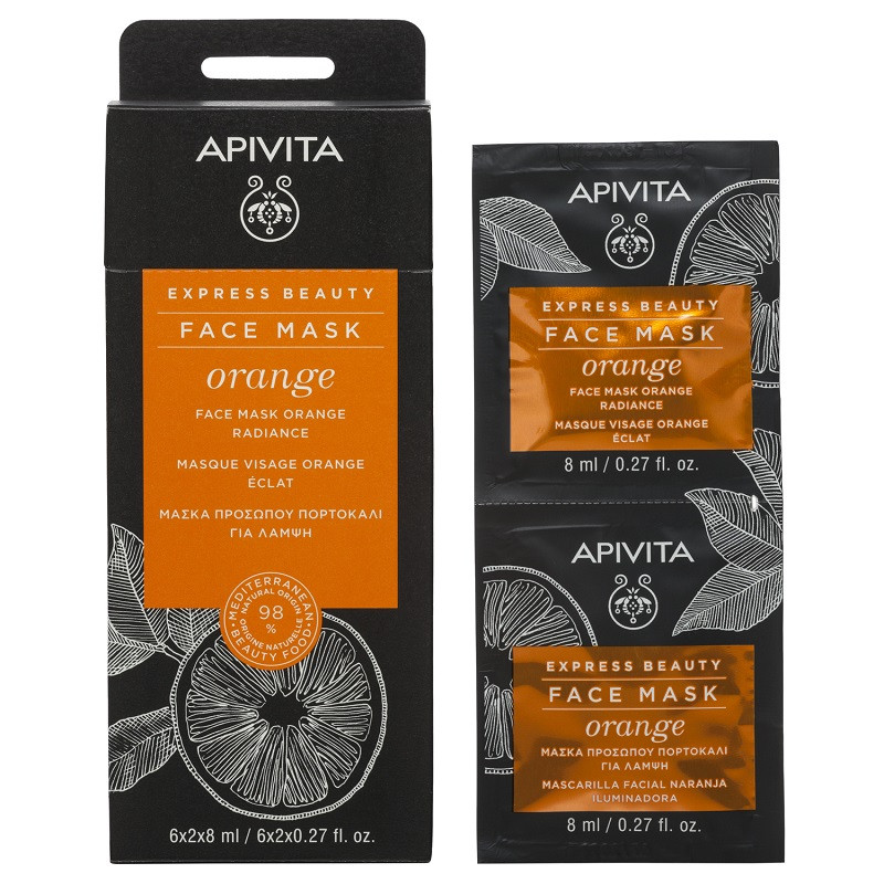 Apivita Express Beauty Маска для лица для сияния кожи Апельсин 8 мл 2 шт