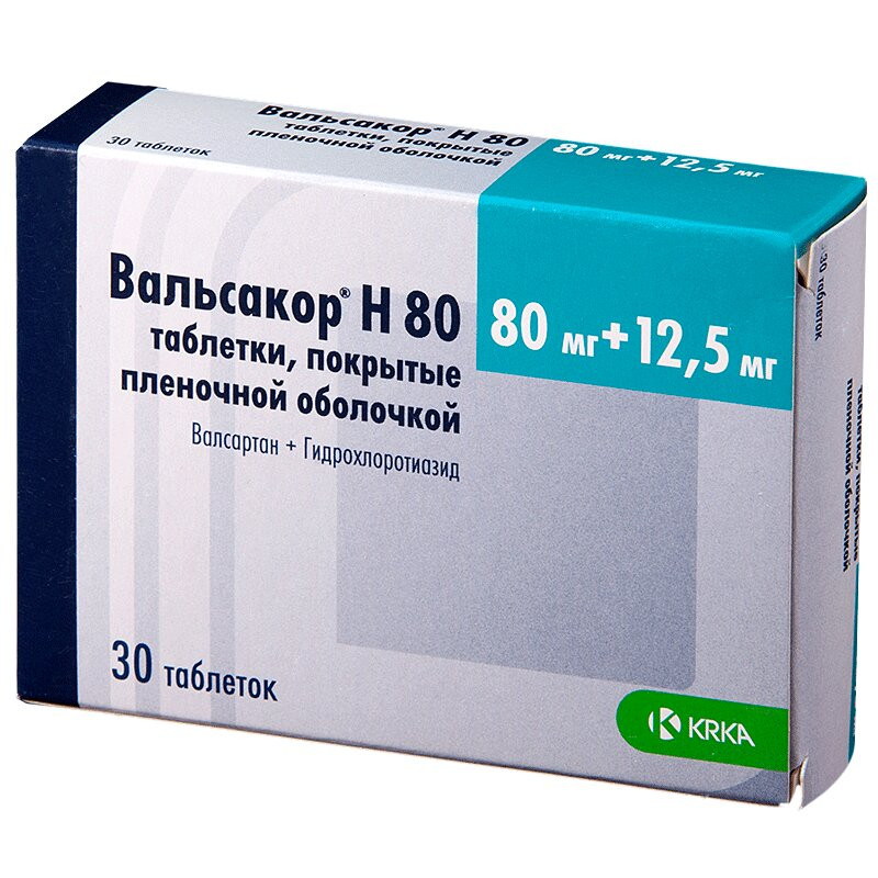 Вальсакор Н80 80 мг+12,5 мг таблетки 30 шт
