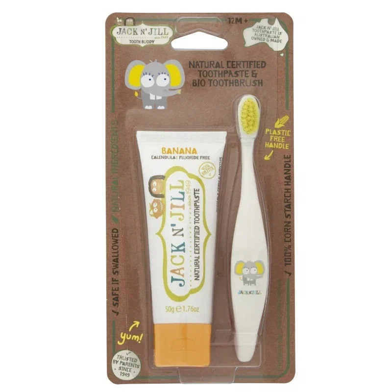Jack N' Jill Набор Зубная паста для детей Банан 50 г + Зубная щетка