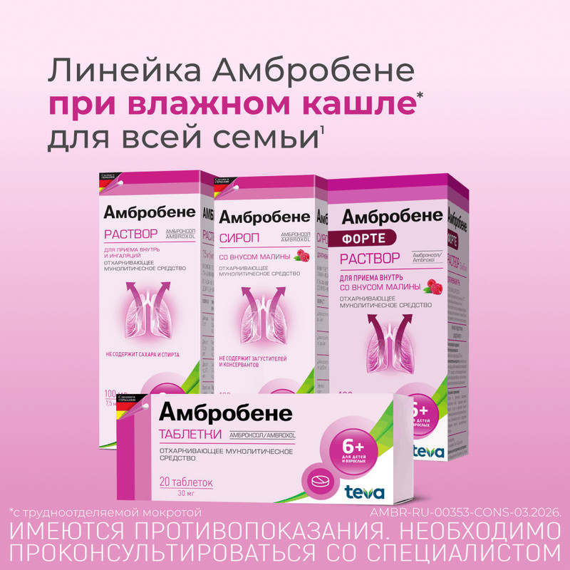 Амбробене 15 мг/5 мл сироп Малина 100 мл