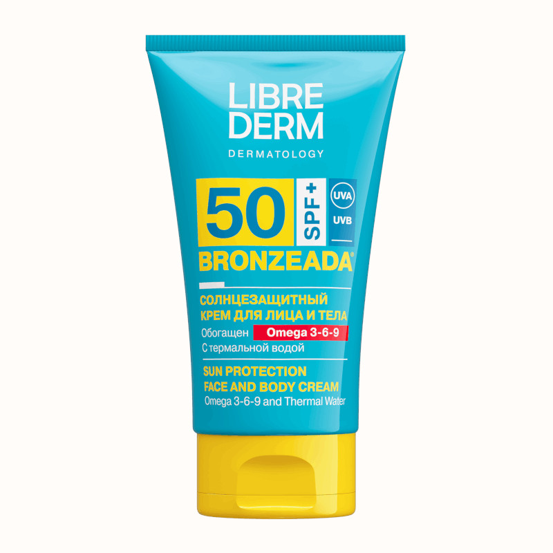 Librederm Bronzeada Крем солнцезащитный SPF 50 с Омега 3-6-9 и Термальной водой 150 мл