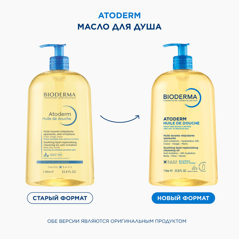 Bioderma Atoderm Масло для душа липидовосстанавливающее для сухой кожи 1 л