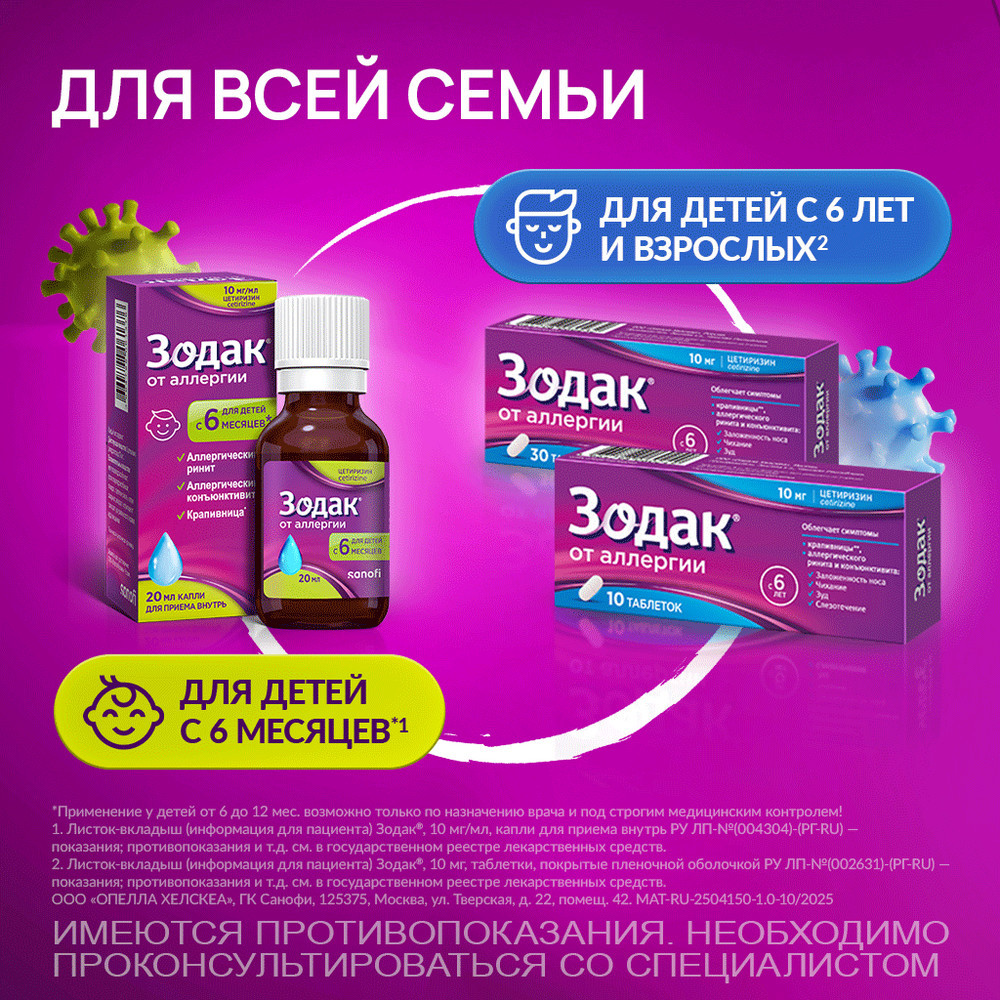 Зодак 10 мг/мл капли для приема внутрь 20 мл