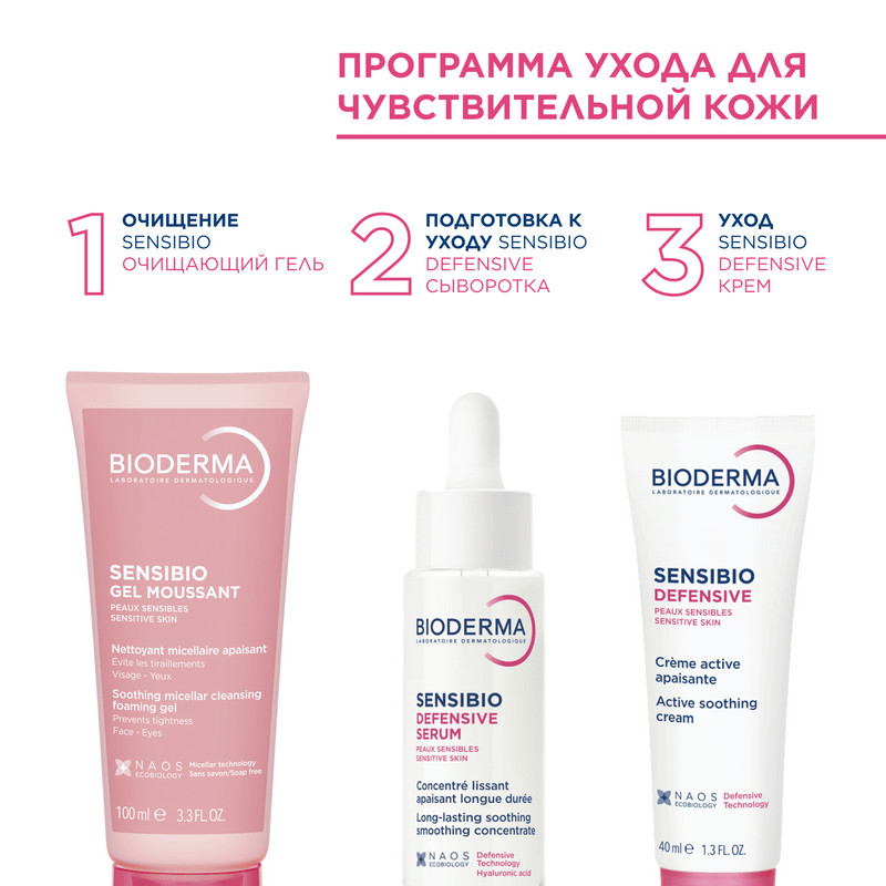 Bioderma Sensibio Гель мицеллярный очищающий для чувствительной кожи лица 100 мл