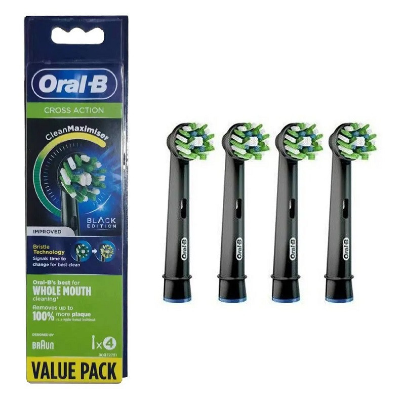 Oral-B Cross Action CleanMaximiser Насадка для электрической зубной щетки Черная 4 шт