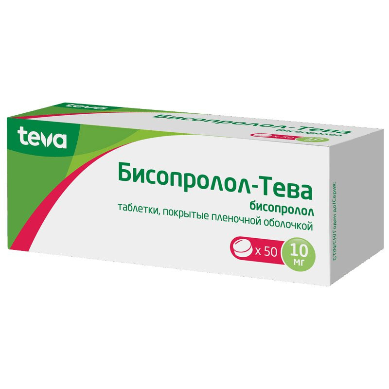 Бисопролол-Тева 10 мг таблетки 50 шт