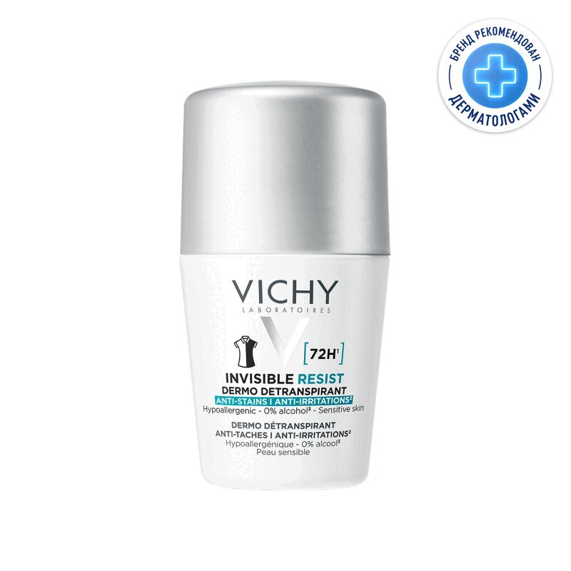 Vichy Дезодорант-антиперспирант шариковый невидимая защита 72 ч 50 мл