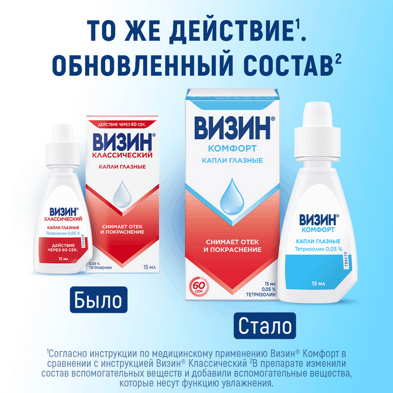 Визин Комфорт 0,05% капли глазные 15 мл