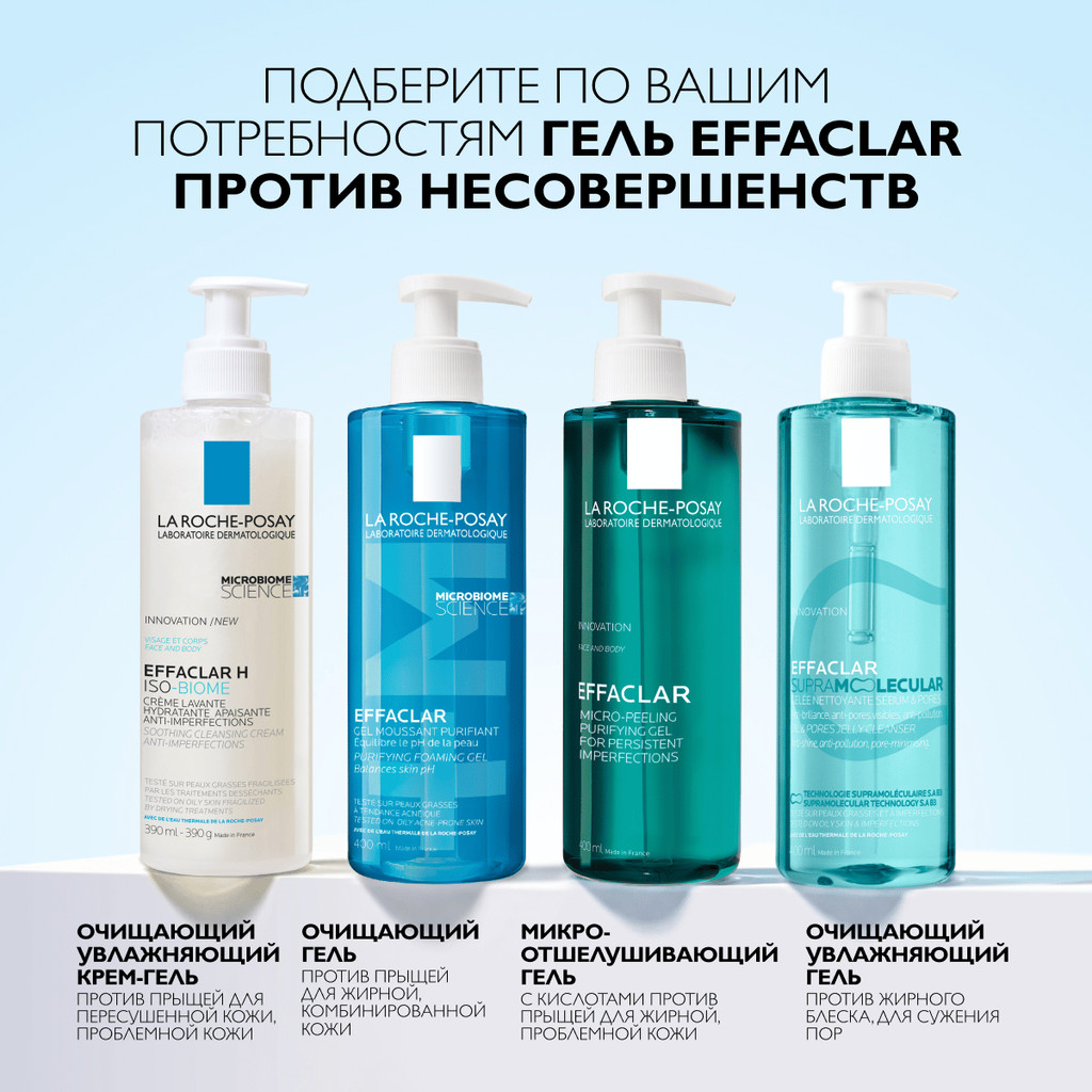 La Roche-Posay Effaclar Супрамолекулар Гель для сужения пор и матирования кожи 200 мл